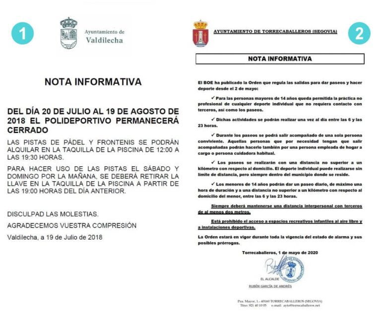 Nota Informativa Ejemplos Significado