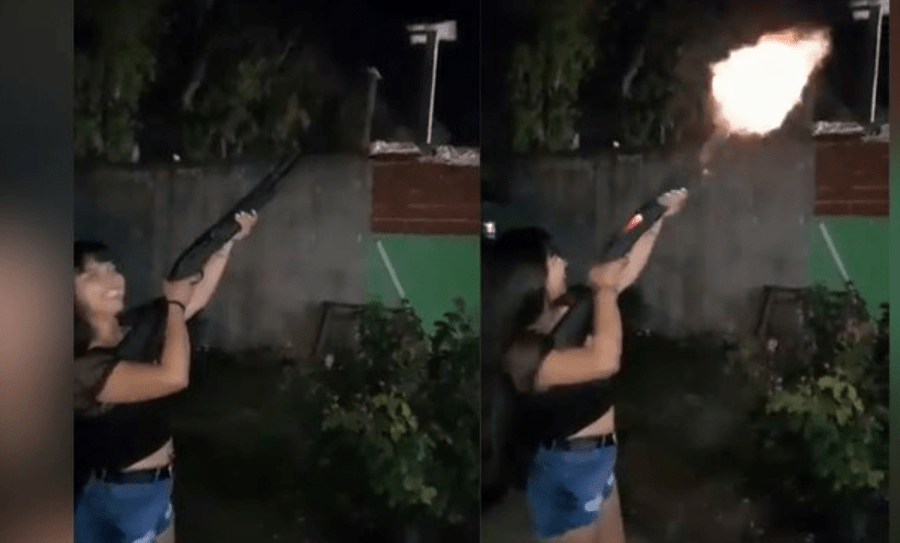 Mujer realiza disparos al aire y causa indignación en redes sociales