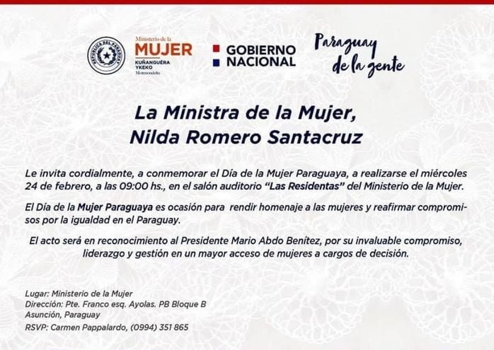 Marito será homenajeado en el día de la mujer Paraguaya