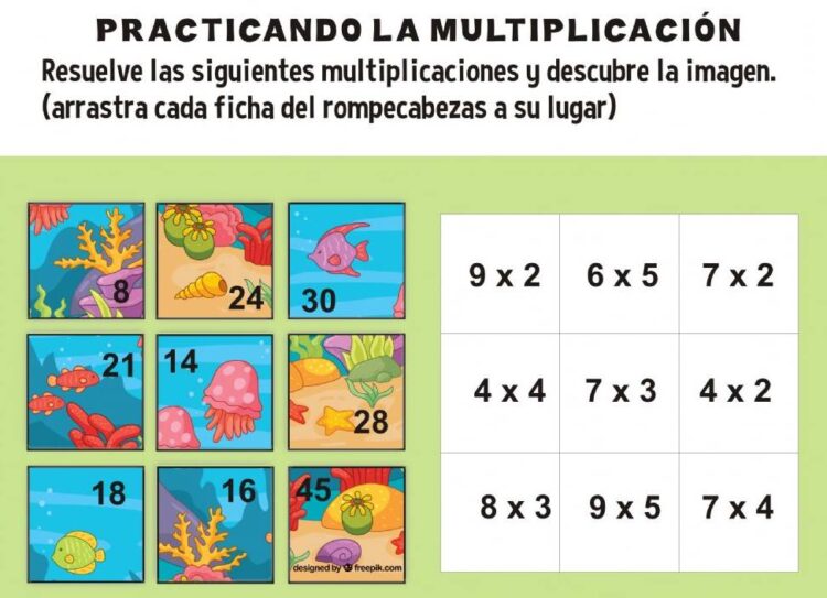 Ejercicios de tablas de multiplicar para colorear ️ Con dibujos divertidos