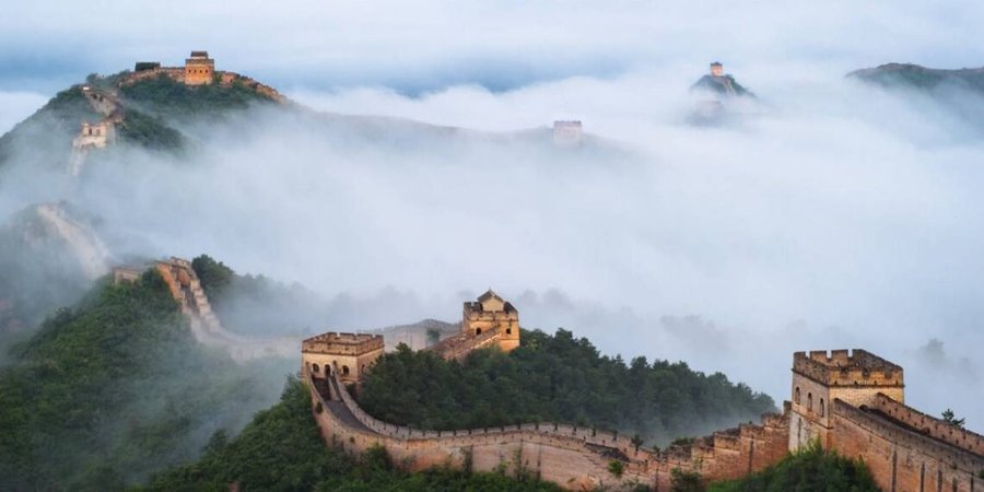 La estructura de pared de la Gran Muralla china