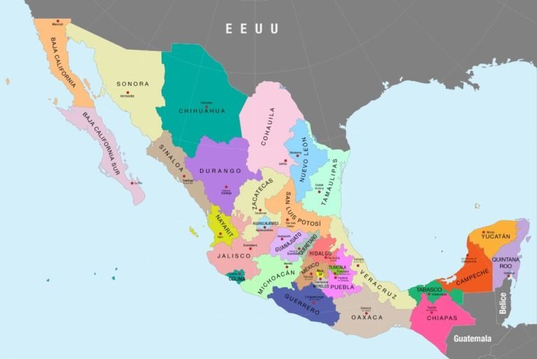 Mapa de la republica mexicana con nombres y división política