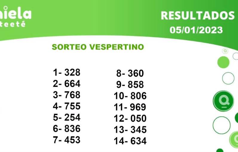 ✌ Quiniela Vespertino del 05 de Enero de 2023 resultado del sorteo