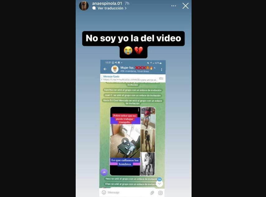 Ana Espinola aclarando que no es ella la del video