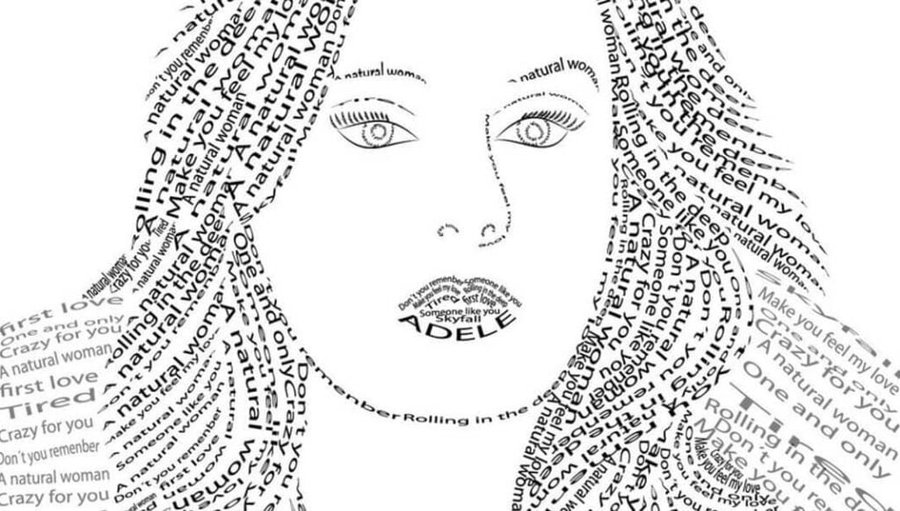 Ejemplo de caligrama - Fotografía de la cantante Adele