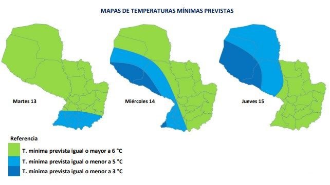 MAPAS DE TEMPERATURAS MÍNIMAS PREVISTAS