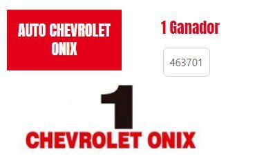 TELEBINGO TRIPLE AUTO CHEVROLET ONIX