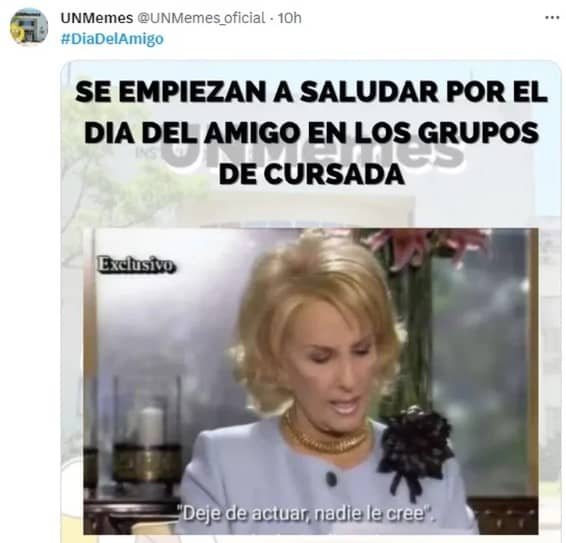 meme se empiezan a saludar por el dìa del amigo en los grupos de cursada