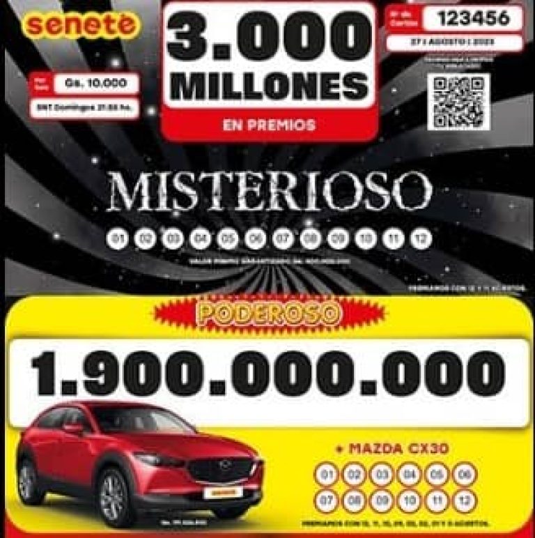 Seneté 27 de Agosto del 2023 resultado del sorteo