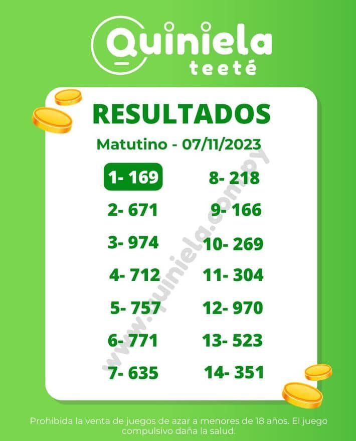 ✌ Quiniela Matutino del 07 de Noviembre de 2023 resultado del sorteo