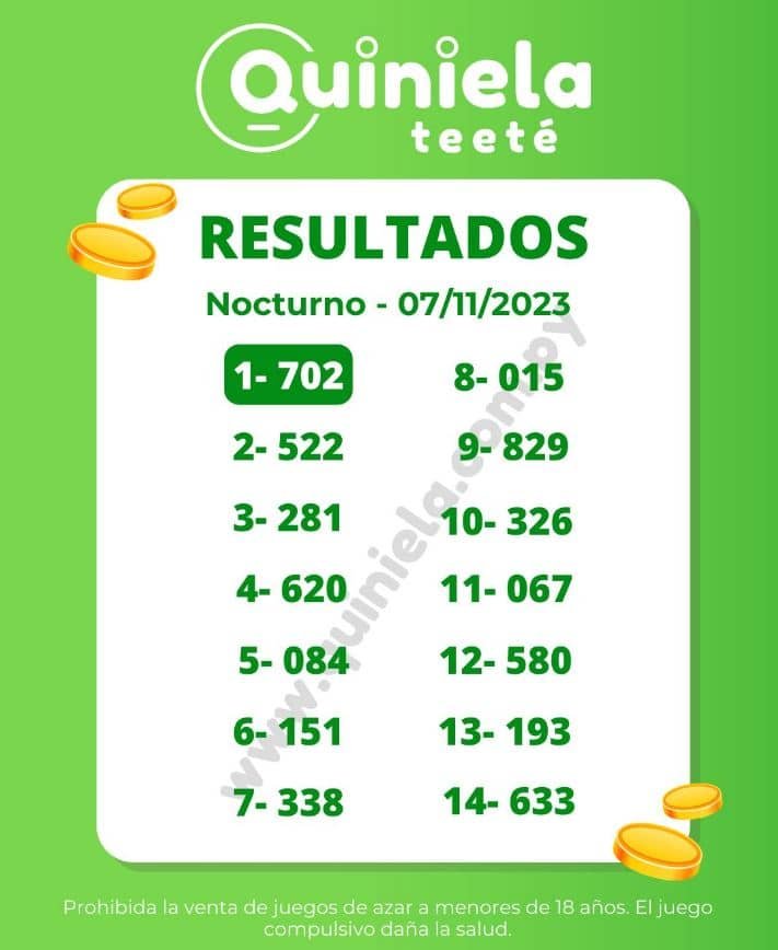 ✌ Quiniela Nocturno del 07 de Noviembre de 2023 resultado del sorteo