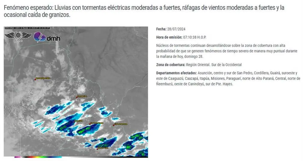 ALERTA POR TORMENTAS 28-07-2024