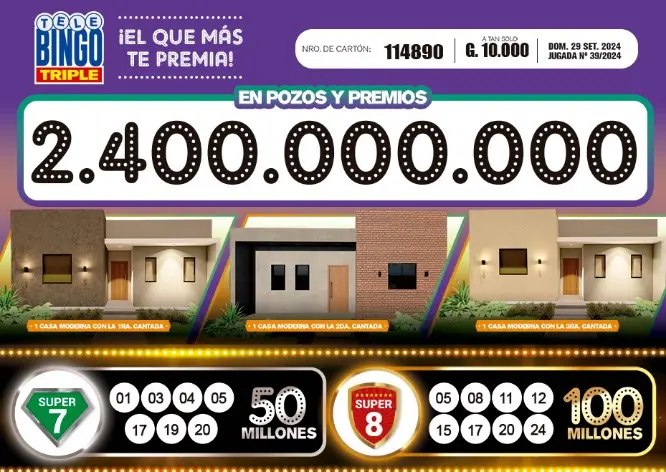 Telebingo Triple resultado del 29 de Septiembre 2024