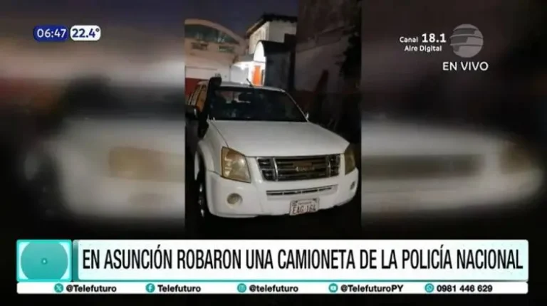 Robaron camioneta de la Policía Nacional en Asunción