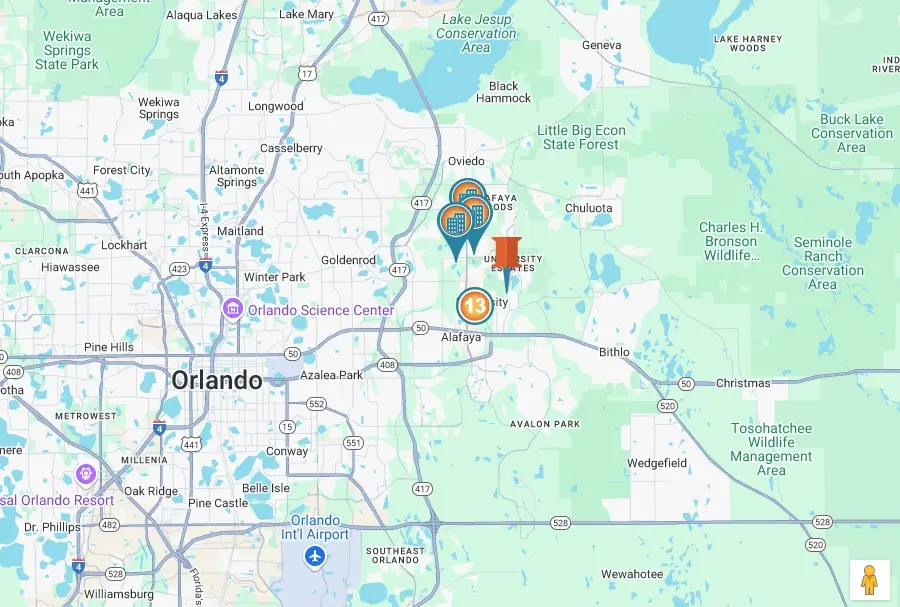 Map of central florida Ucf mailing zip code address