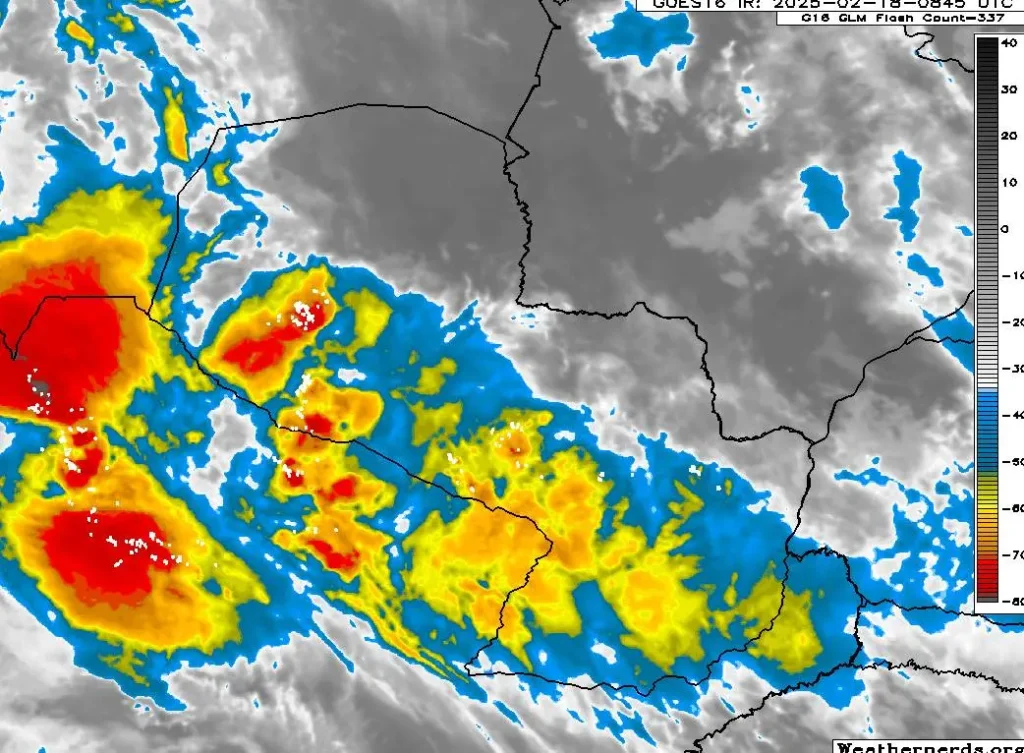 Contunúan las lluvias con ocasionales tormentas eléctricas para hoy y los próximos dí­as