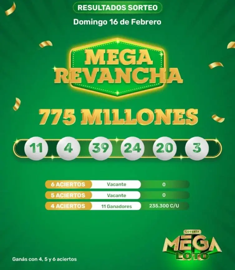 Resultado de Mega Revancha 16-2-2025