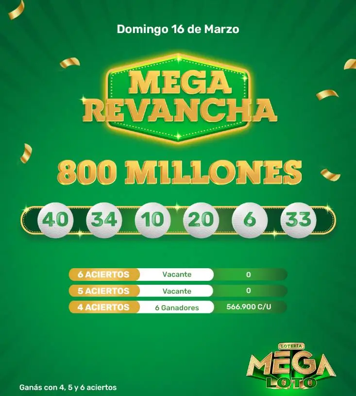 Resultado de Mega Revancha 16-3-2025